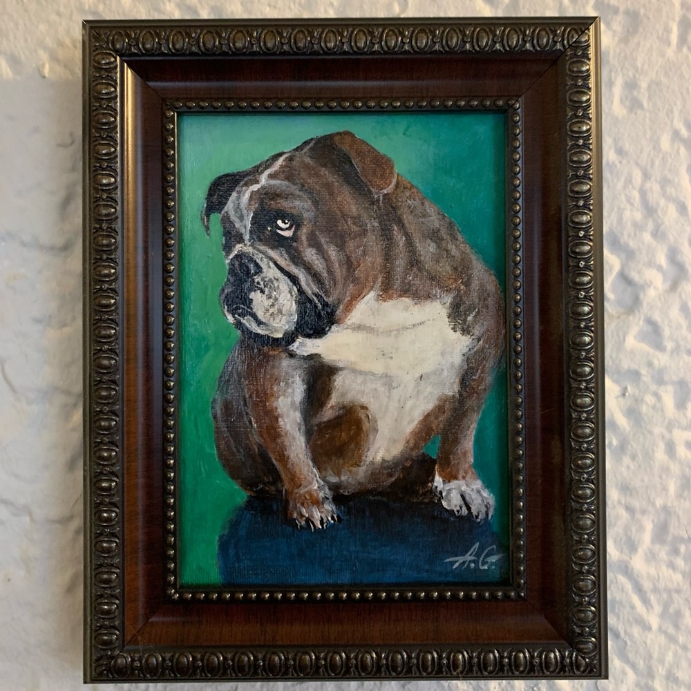 Bulldog Portrait in Ornate Frame